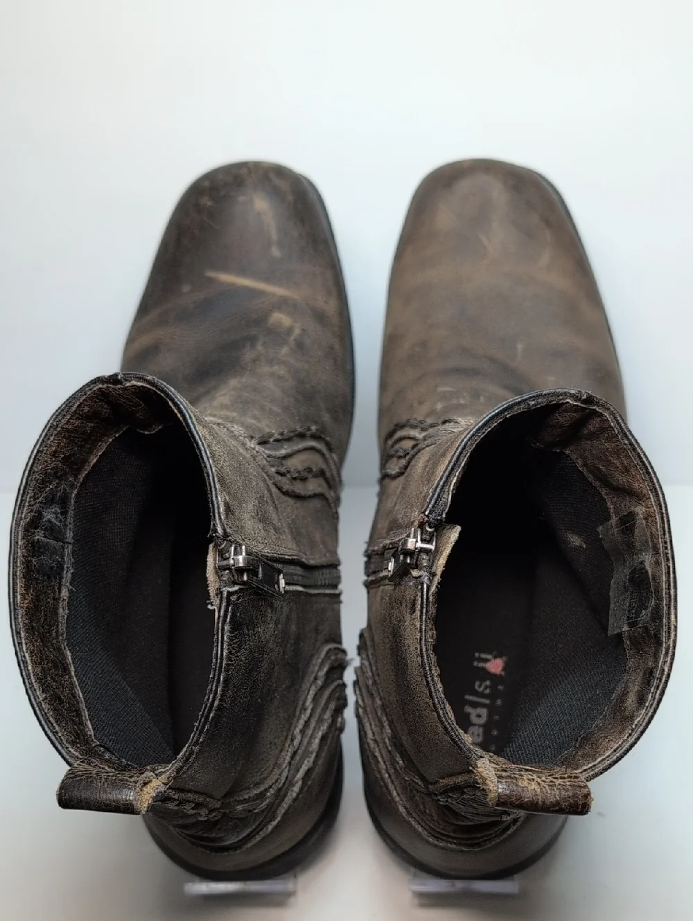 BED|STU revolution Distressed Brown Leather zip Ankle Boots mens size 10 EU 43